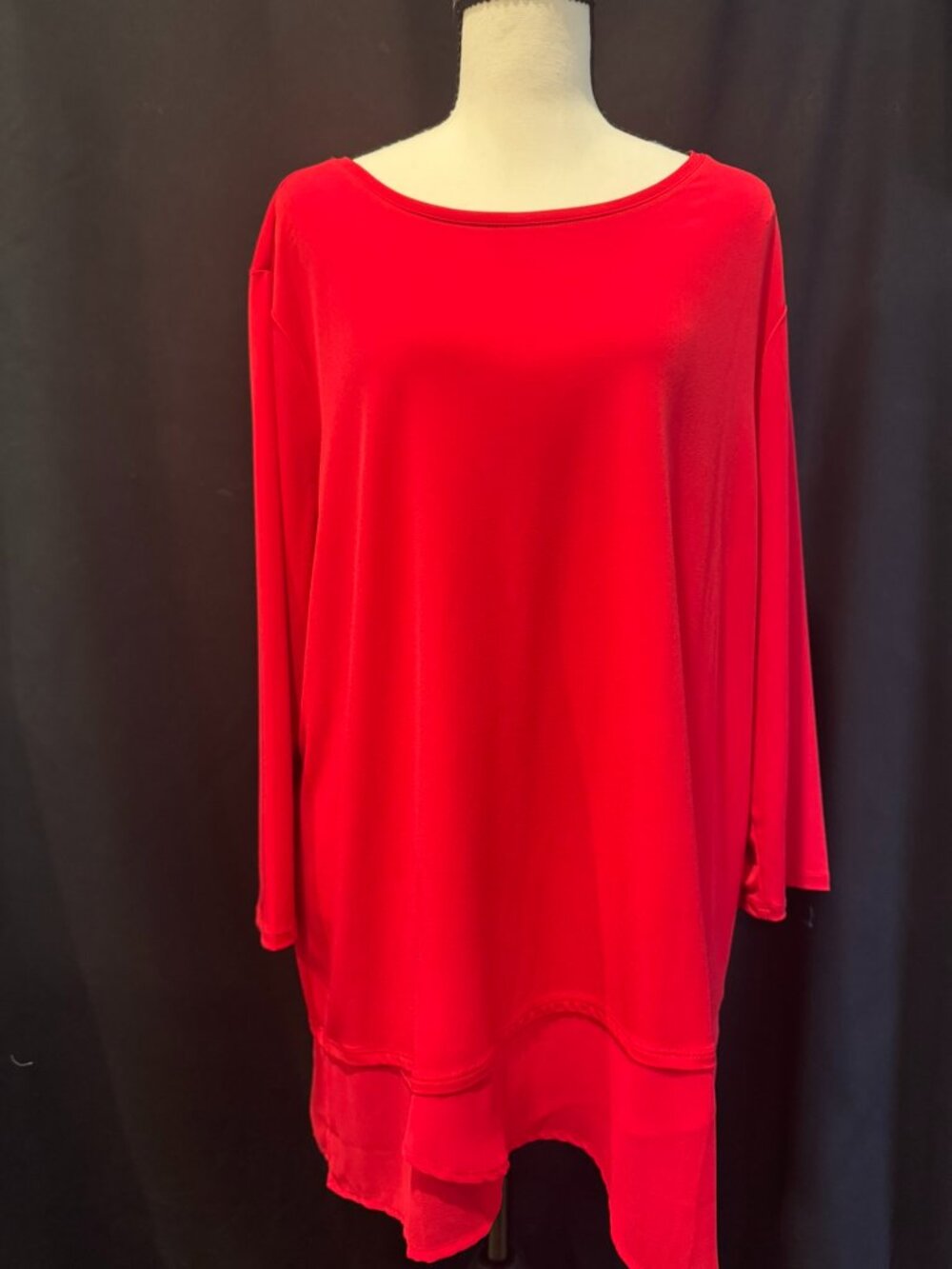 Chico’s Vibrant Red Layered Tunic Top, Size 3 (US 16/18)